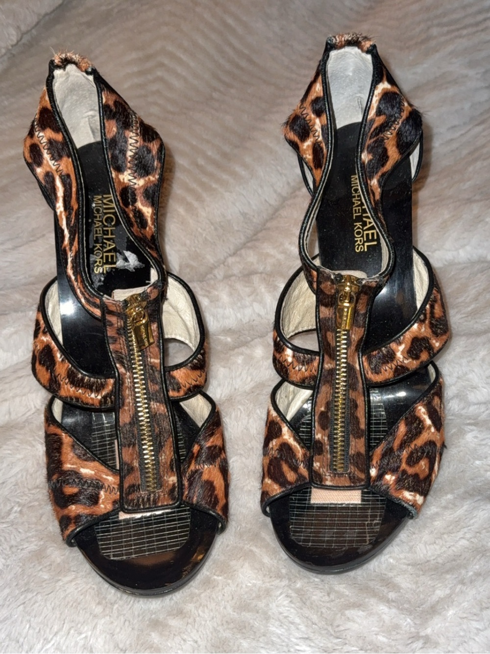 Michael Kors Leopard-Print Zip Front Heels